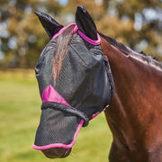 Fliegenmaske Durable Mesh Deluxe mit Schopföffnung mit Ohren und Nase - Pferdekram