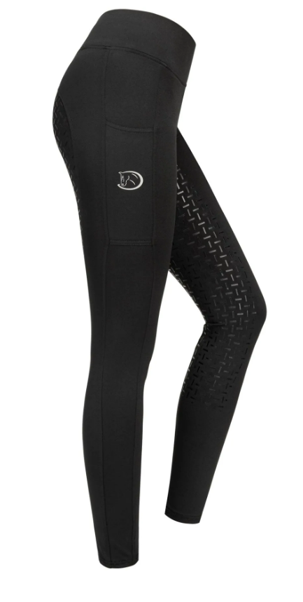 Reitleggings Mesh-Design mit Silikonvollbesatz für Damen, SCHWARZ