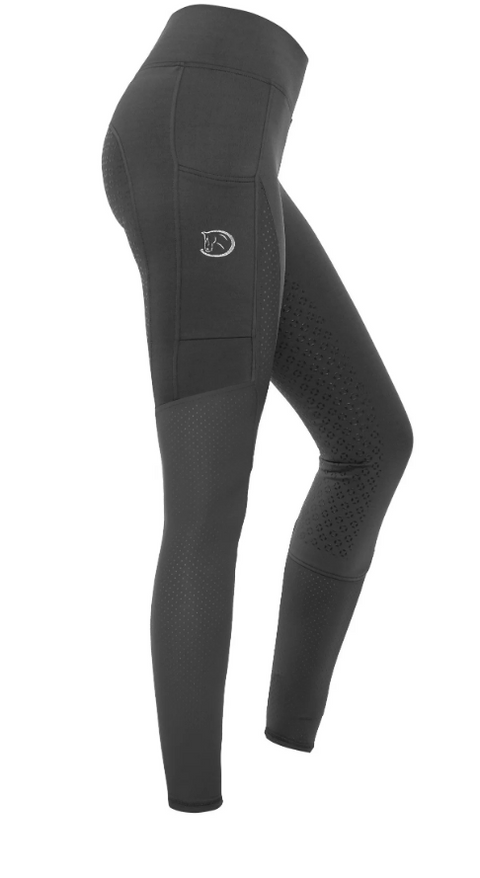Reitleggings Mesh-Design mit Silikonvollbesatz für Damen, Dark Grey