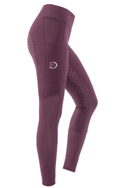 Reitleggings Mesh-Design I mit Silikonvollbesatz für Damen, Eggplant - Pferdekram