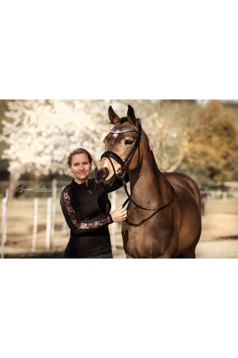 Sommerbaselayer Langarm mit Spitze für Damen, Black, oberbekleidung - Pferdekram