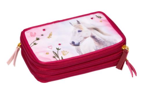 Etui mit 3 Fächern - Pferdefreunde