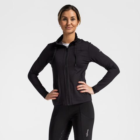 Sportliches Zip-Oberteil Essential Schwarz - Pferdekram