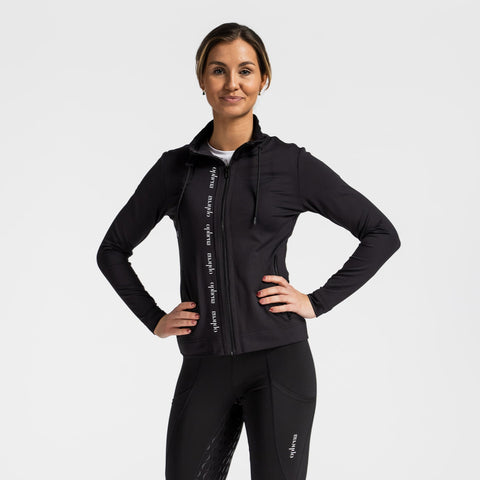 Sportliches Zip-Oberteil Signature Schwarz - Pferdekram