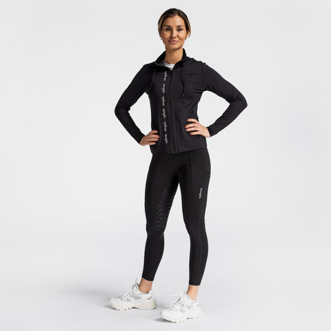 Sportliches Zip-Oberteil Signature Schwarz - Pferdekram