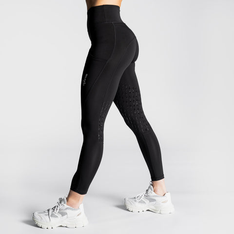 Reitleggins mit Kniebesatz Schwarz - Pferdekram